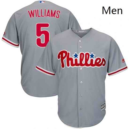 Mens Majestic Philadelphia Phillies 5 Nick Williams Replica Grey Road Cool Base MLB Jersey